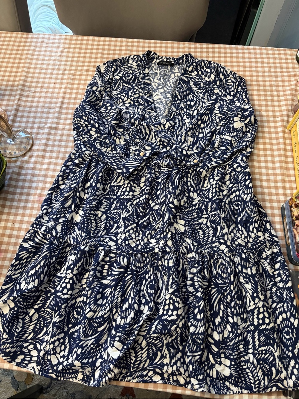 Rachel Zoe Navy and White Floral Wrap-Style Maxi Dress